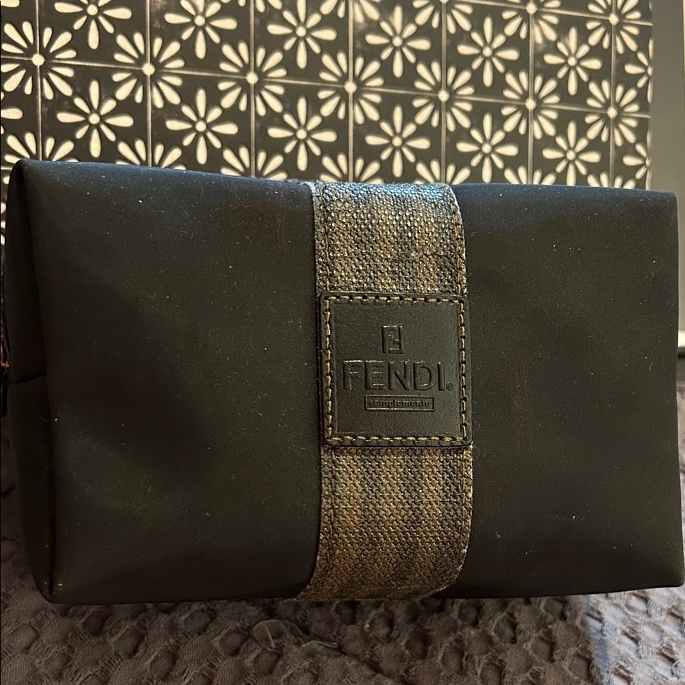 Fendi Black and Brown Toiletry Bag